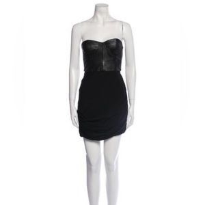 Alice + Olivia black leather corset mini dress